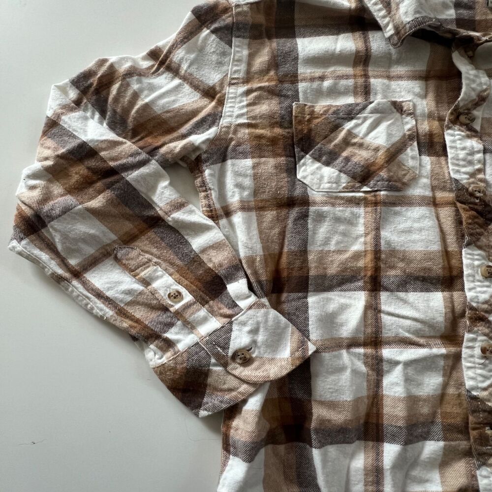 sm Girls Blonde Plaid Tartan Button Front Shirt Blouse Top Weatherproof Vintage - Picture 3 of 6